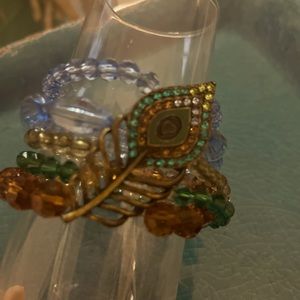 Stretchy bracelet multi colors Peacock feather